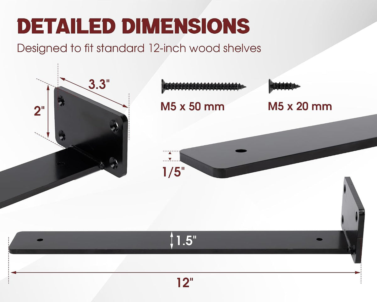 Heavy Duty Steel Shelf Brackets for Wall Mounted Shelves