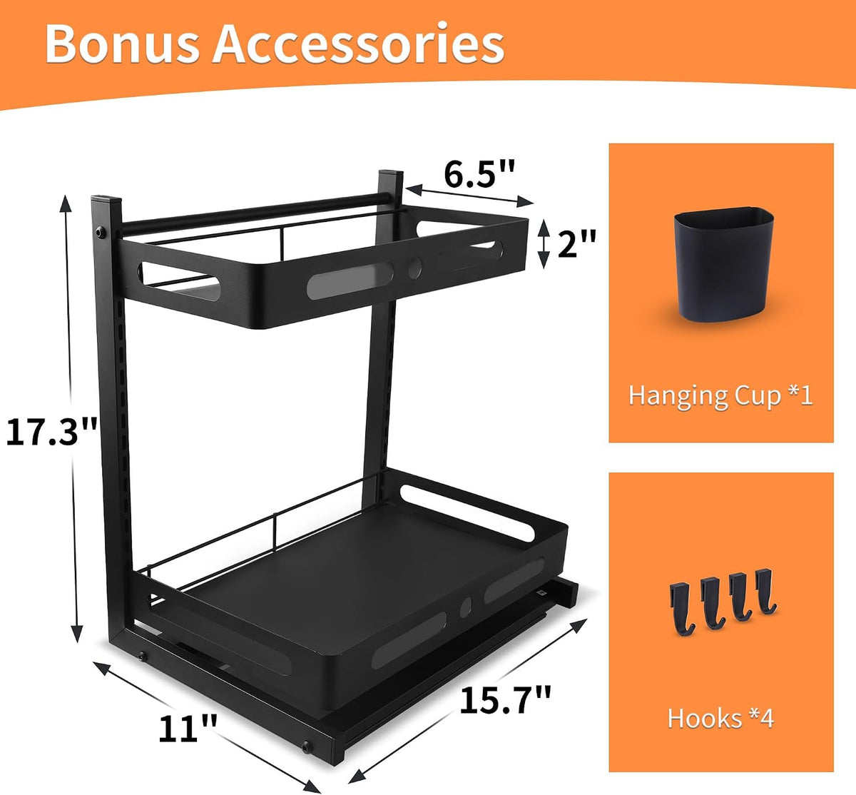 Expandable Two Tier Under Sink Organizer with Sliding Shelves