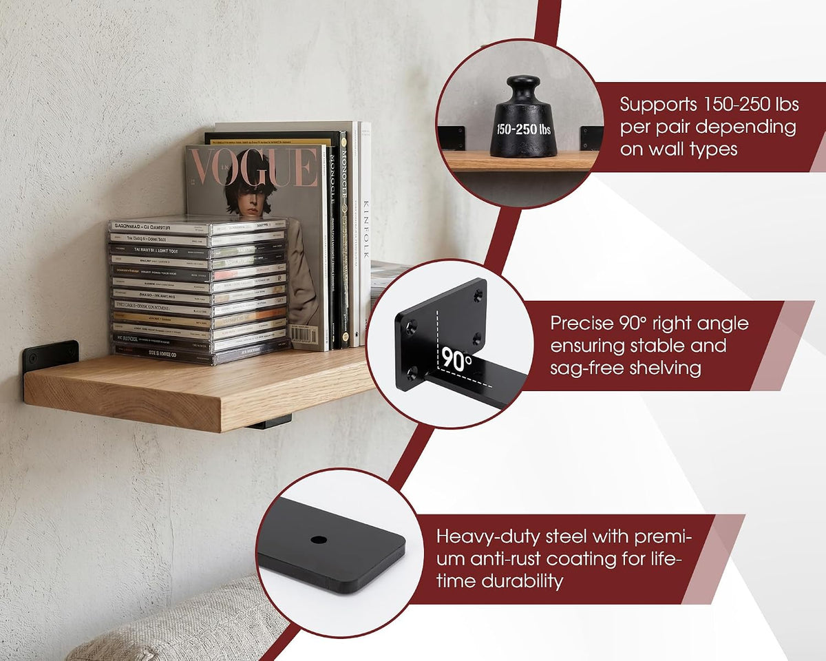Heavy Duty Steel Shelf Brackets for Wall Mounted Shelves