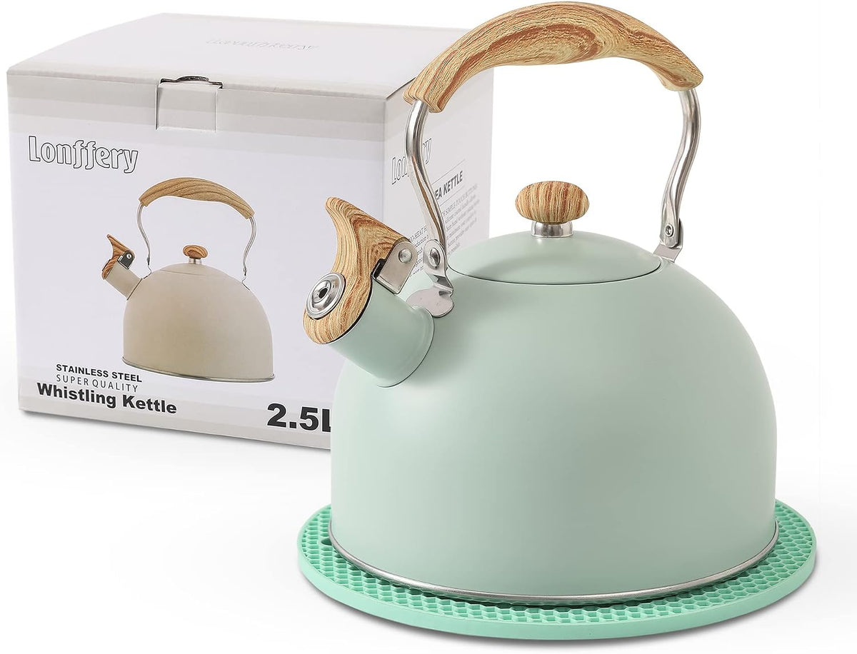 Stainless Steel Whistling Tea Kettle, 2.5 Quart Capacity