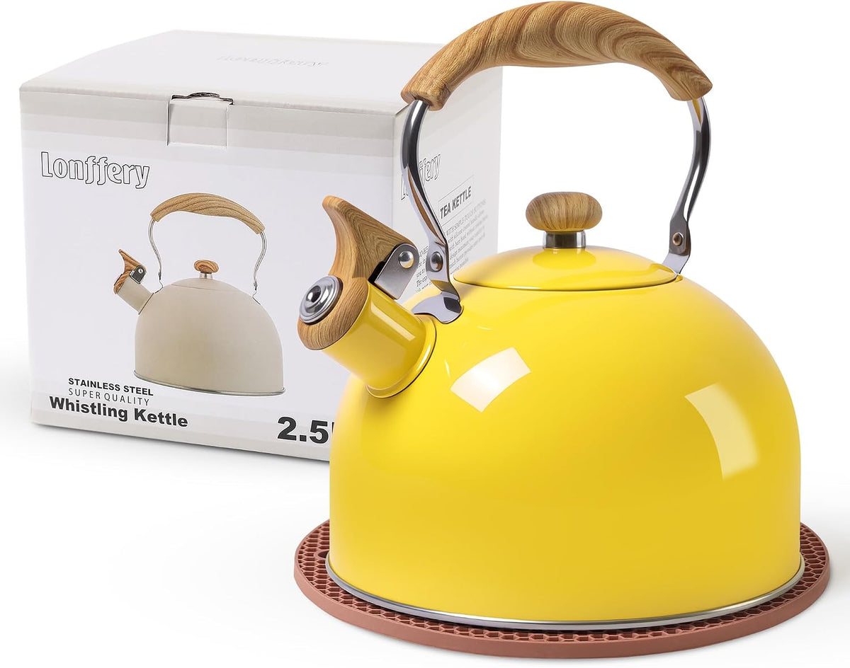 Stainless Steel Whistling Tea Kettle, 2.5 Quart Capacity