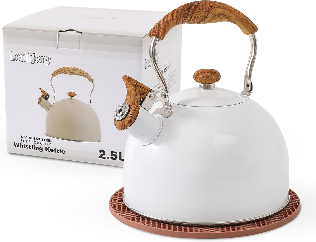 Stainless Steel Whistling Tea Kettle, 2.5 Quart Capacity